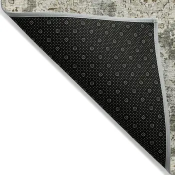 9' X 12' Taupe Beige And Gray Floral Washable Indoor Outdoor Area Rug