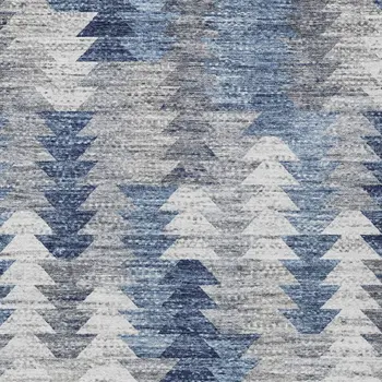 8' X 10' Navy Blue And Sky Blue Geometric Washable Indoor Outdoor Area Rug