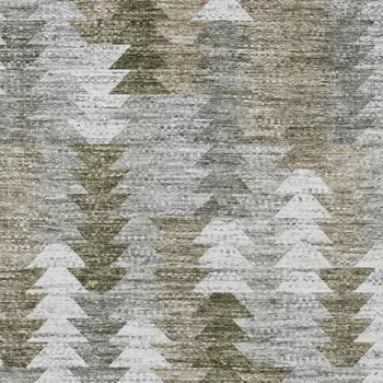 5' X 8' Brown Beige And Gray Geometric Washable Indoor Outdoor Area Rug