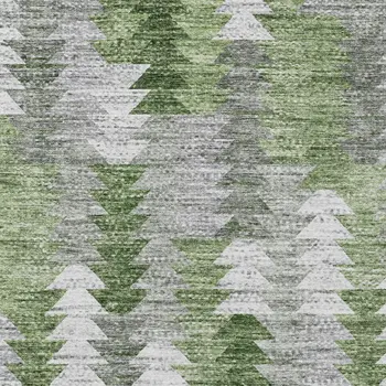 3' X 5' Green And Fern Green Geometric Washable Indoor Outdoor Area Rug