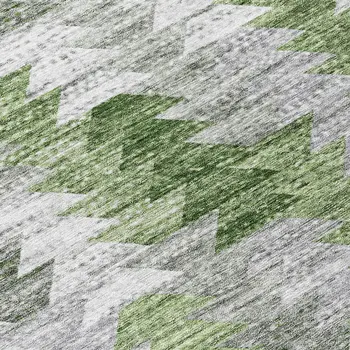 8' Green And Fern Green Round Geometric Washable Indoor Outdoor Area Rug
