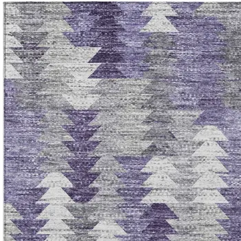 3' X 5' Purple Lavender And Gray Geometric Washable Indoor Outdoor Area Rug