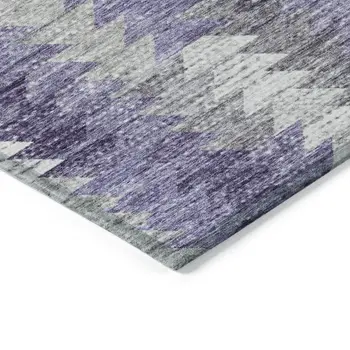 5' X 8' Purple Lavender And Gray Geometric Washable Indoor Outdoor Area Rug