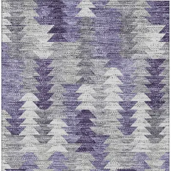 10' X 14' Purple Lavender And Gray Geometric Washable Indoor Outdoor Area Rug