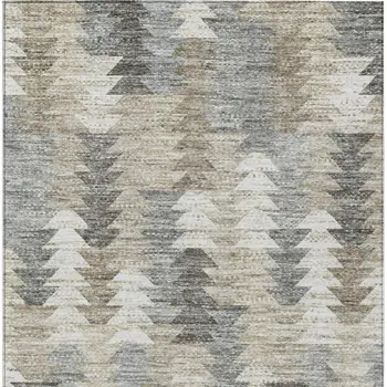 8' X 10' Taupe Beige And Tan Geometric Washable Indoor Outdoor Area Rug