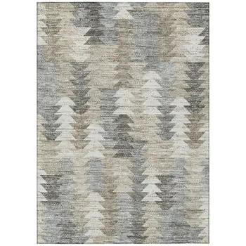 9' X 12' Taupe Beige And Tan Geometric Washable Indoor Outdoor Area Rug