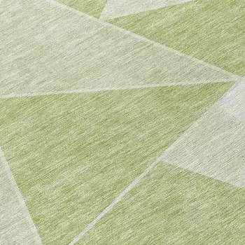 5' X 8' Artichoke Green Mint Green And Sage Geometric Washable Indoor Outdoor Area Rug