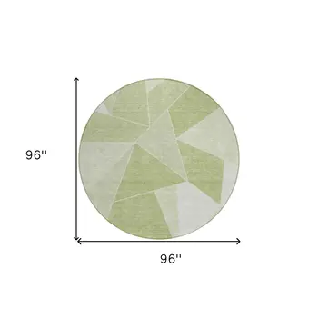 8' Artichoke Green Mint Green And Sage Round Geometric Washable Indoor Outdoor Area Rug