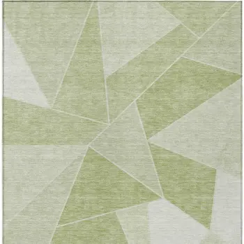 8' X 10' Artichoke Green Mint Green And Sage Geometric Washable Indoor Outdoor Area Rug