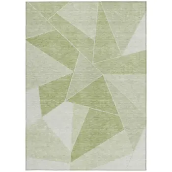 10' X 14' Artichoke Green Mint Green And Sage Geometric Washable Indoor Outdoor Area Rug