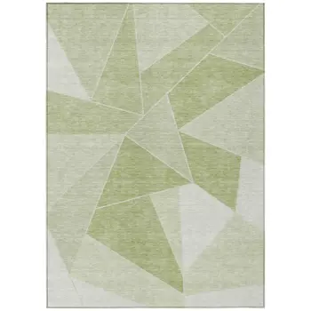 10' X 14' Artichoke Green Mint Green And Sage Geometric Washable Indoor Outdoor Area Rug