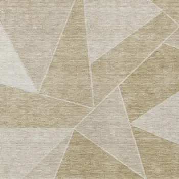 5' X 8' Beige Tan And Ivory Geometric Washable Indoor Outdoor Area Rug