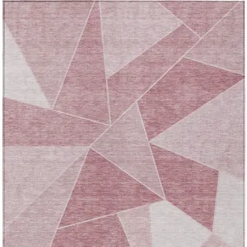 3' X 5' Blush Pink And Ivory Geometric Washable Indoor Outdoor Area Rug