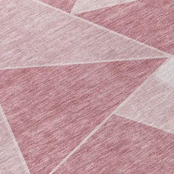 3' X 5' Blush Pink And Ivory Geometric Washable Indoor Outdoor Area Rug