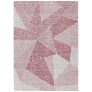 5' X 8' Blush Pink And Ivory Geometric Washable Indoor Outdoor Area Rug