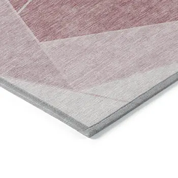 8' X 10' Blush Pink And Ivory Geometric Washable Indoor Outdoor Area Rug
