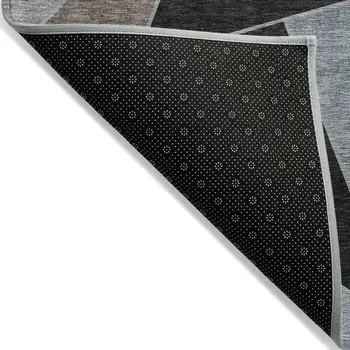 3' X 5' Chocolate Gray And Charcoal Geometric Washable Indoor Outdoor Area Rug
