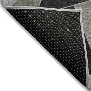 9' X 12' Coffee Charcoal And Gray Geometric Washable Indoor Outdoor Area Rug