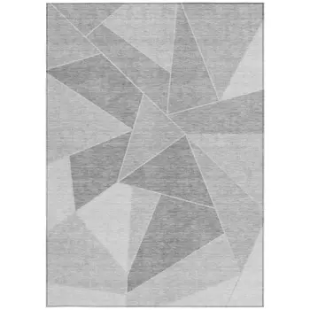 3' X 5' Gray Silver And Graphite Geometric Washable Indoor Outdoor Area Rug