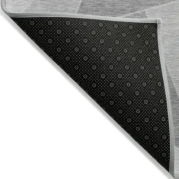 3' X 5' Gray Silver And Graphite Geometric Washable Indoor Outdoor Area Rug