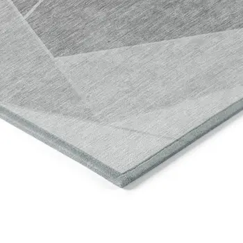 3' X 5' Gray Silver And Graphite Geometric Washable Indoor Outdoor Area Rug