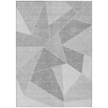 5' X 8' Gray Silver And Graphite Geometric Washable Indoor Outdoor Area Rug