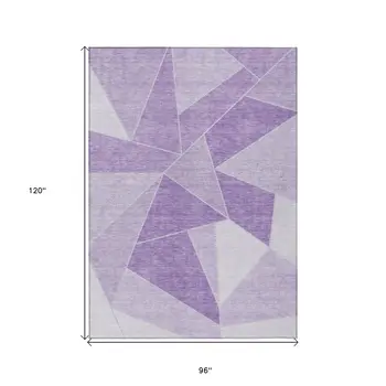 8' X 10' Lilac And Purple Geometric Washable Indoor Outdoor Area Rug