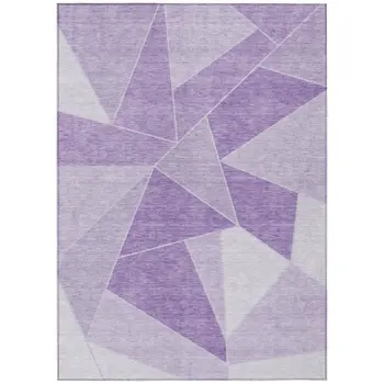 10' X 14' Lilac And Purple Geometric Washable Indoor Outdoor Area Rug