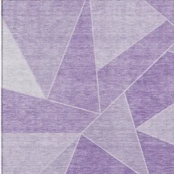 10' X 14' Lilac And Purple Geometric Washable Indoor Outdoor Area Rug