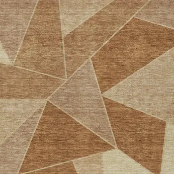 3' X 5' Orange Copper And Beige Geometric Washable Indoor Outdoor Area Rug