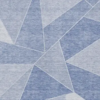 3' X 5' Sky Blue And Denim Blue Geometric Washable Indoor Outdoor Area Rug