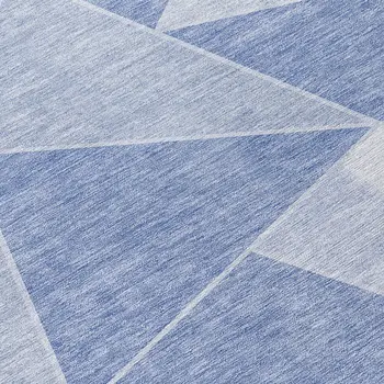 8' Sky Blue And Denim Blue Round Geometric Washable Indoor Outdoor Area Rug