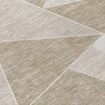 8' Taupe Brown And Beige Round Geometric Washable Indoor Outdoor Area Rug
