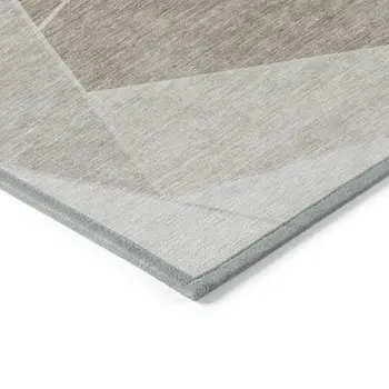 9' X 12' Taupe Brown And Beige Geometric Washable Indoor Outdoor Area Rug