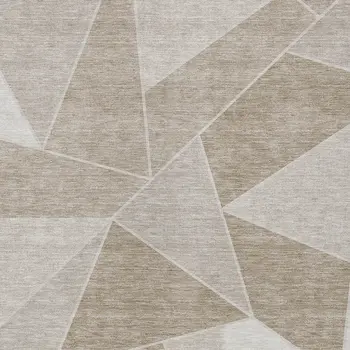 9' X 12' Taupe Brown And Beige Geometric Washable Indoor Outdoor Area Rug