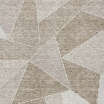 10' X 14' Taupe Brown And Beige Geometric Washable Indoor Outdoor Area Rug