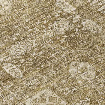 8' X 10' Brown Beige And Ivory Oriental Washable Indoor Outdoor Area Rug