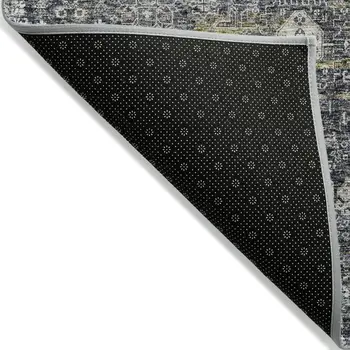 8' X 10' Charcoal Gray And Ivory Oriental Washable Indoor Outdoor Area Rug