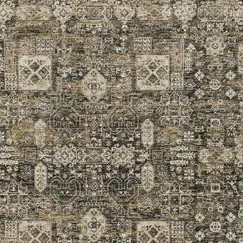 3' X 5' Coffee And Beige Oriental Washable Indoor Outdoor Area Rug