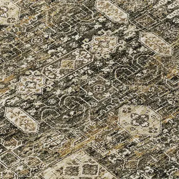 3' X 5' Coffee And Beige Oriental Washable Indoor Outdoor Area Rug