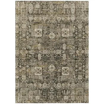 8' X 10' Coffee And Beige Oriental Washable Indoor Outdoor Area Rug