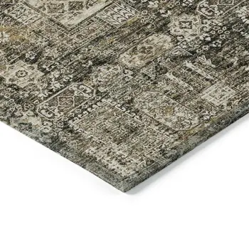 10' X 14' Coffee And Beige Oriental Washable Indoor Outdoor Area Rug