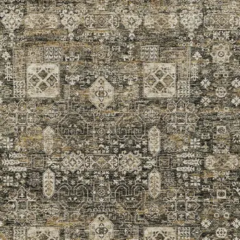 10' X 14' Coffee And Beige Oriental Washable Indoor Outdoor Area Rug
