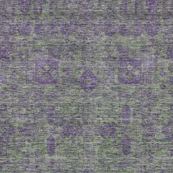 3' X 5' Fern Green And Purple Oriental Washable Indoor Outdoor Area Rug