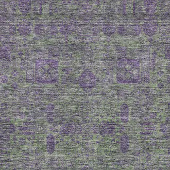 5' X 8' Fern Green And Purple Oriental Washable Indoor Outdoor Area Rug