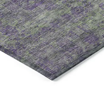 10' X 14' Fern Green And Purple Oriental Washable Indoor Outdoor Area Rug