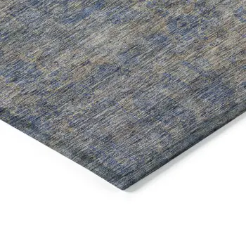 5' X 8' Khaki And Denim Blue Oriental Washable Indoor Outdoor Area Rug