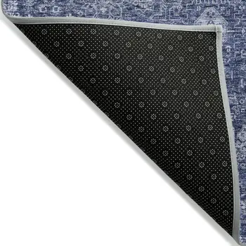 5' X 8' Navy Blue And Sky Blue Oriental Washable Indoor Outdoor Area Rug