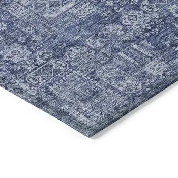 5' X 8' Navy Blue And Sky Blue Oriental Washable Indoor Outdoor Area Rug