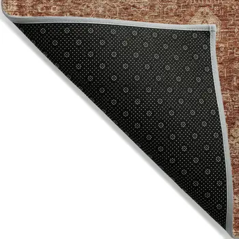 10' X 14' Orange Copper And Terra Cotta Oriental Washable Indoor Outdoor Area Rug